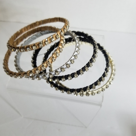 6 stacked rhinestone mix light weight Bangles - Picture 3 of 3
